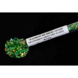 Dichroic Coated Frit Flakes on System 96 Green ( 1 oz ) 
