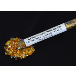 Dichroic Coated Frit Flakes on System 96 Amber (1 oz ) 